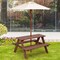 Outdoor Wooden Kids Table and Bench Set with Removable Shade Umbrella Ideal for Garden and Playroom
